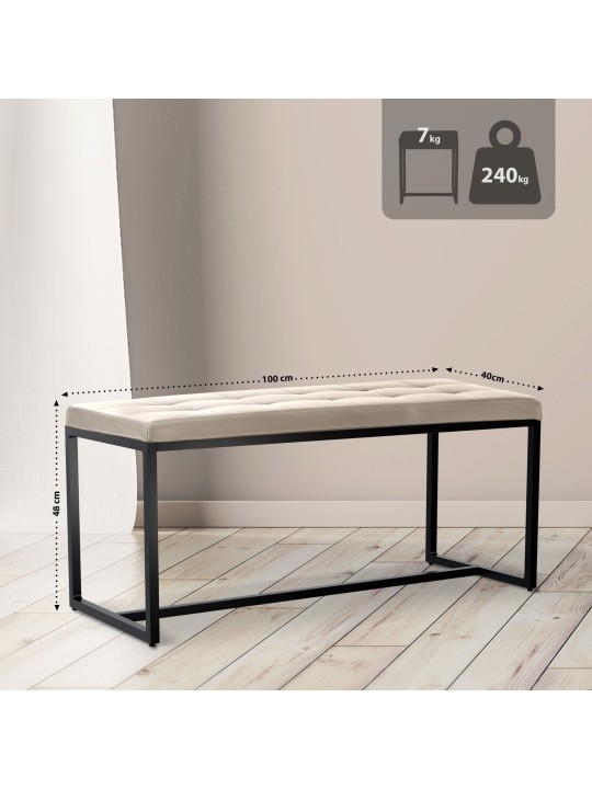 Banco Barci B couro sintético, creme