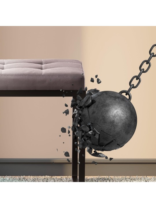 Banco Barci B couro sintético, cinza