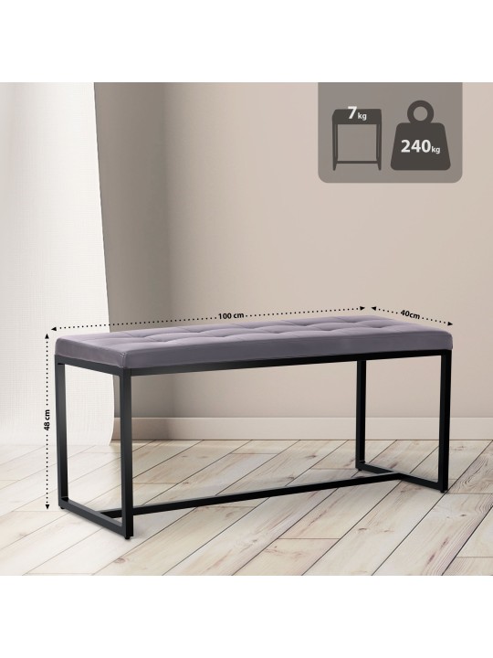 Banco Barci B couro sintético, cinza