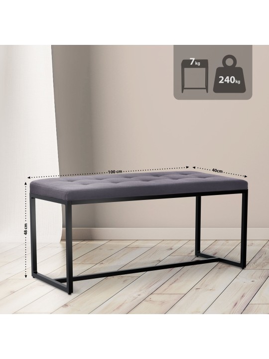 Banco Barci B em tecido, cinza escuro