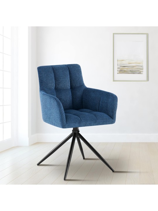 Cadeira da sala de jantar tecido Jonah, azul escuro