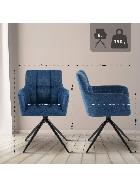 Cadeira da sala de jantar tecido Jonah, azul escuro