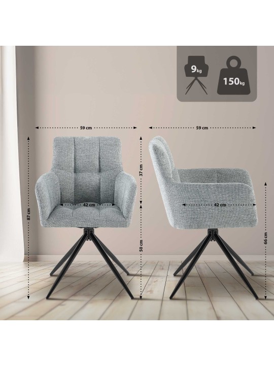 Cadeira da sala de jantar tecido Jonah, cinza claro