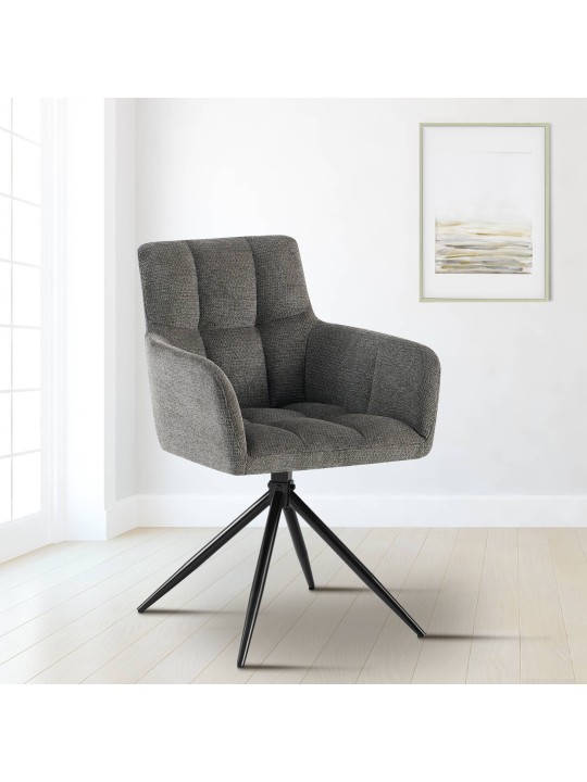 Cadeira da sala de jantar tecido Jonah, cinza escuro