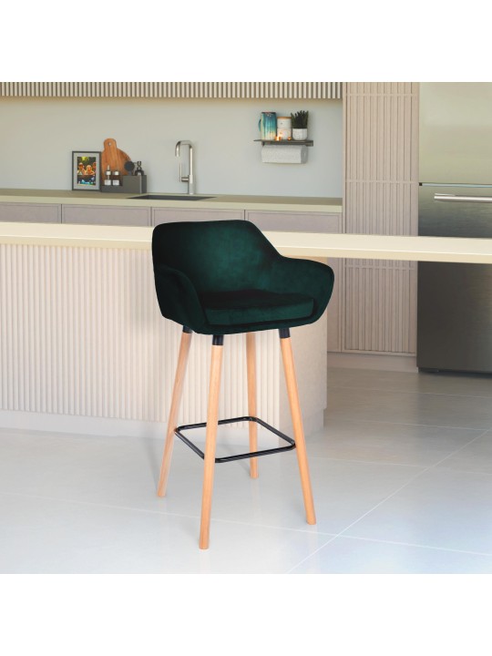 Conjunto de 2 bancos altos Grant veludo, verde