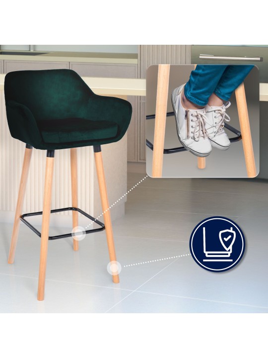 Conjunto de 2 bancos altos Grant veludo, verde