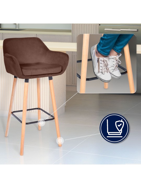 Conjunto de 2 bancos altos Grant veludo, café