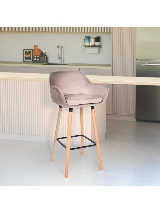 Conjunto de 2 bancos altos Grant veludo, cinza claro Conjunto de 2 bancos altos Grant veludo, cinza claro