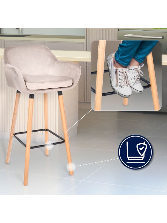 Conjunto de 2 bancos altos Grant veludo, creme Conjunto de 2 bancos altos Grant veludo, creme