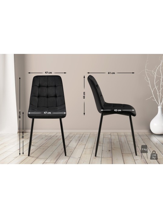 Conjunto de 2 cadeiras de jantar em veludo Gifford, preto