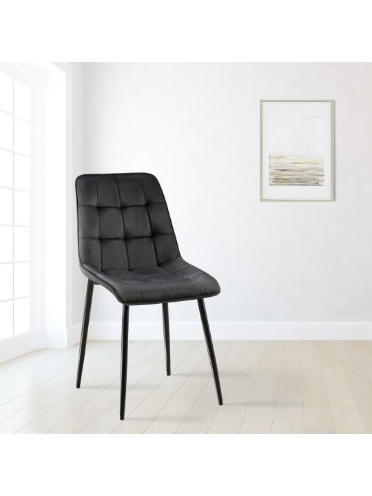 Conjunto de 2 cadeiras de jantar em veludo Gifford, preto