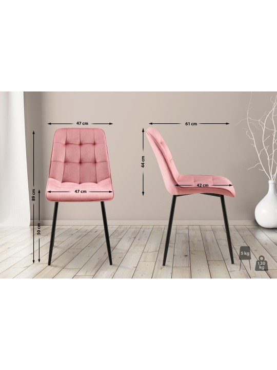 Conjunto de 2 cadeiras de jantar em veludo Gifford, rosa Conjunto de 2 cadeiras de jantar em veludo Gifford, rosa