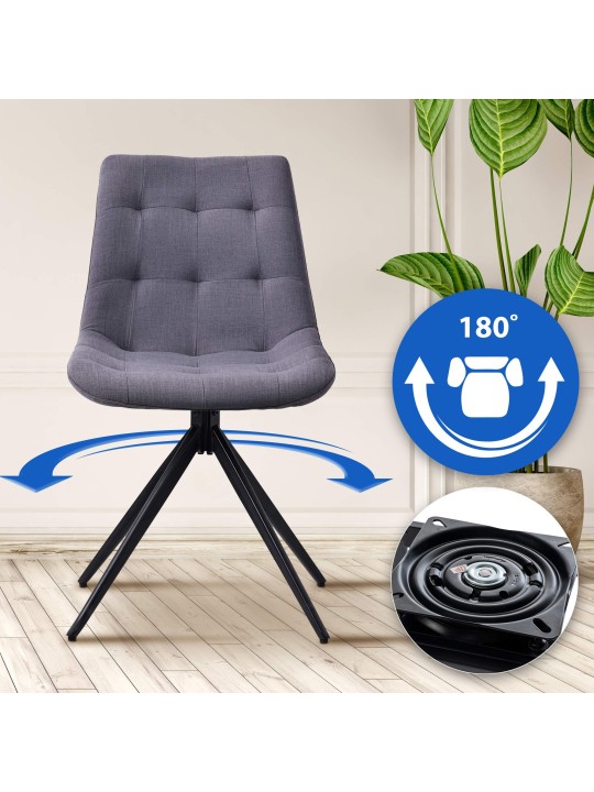 Conjunto de 2 cadeiras de jantar tecido Merna, cinza escuro