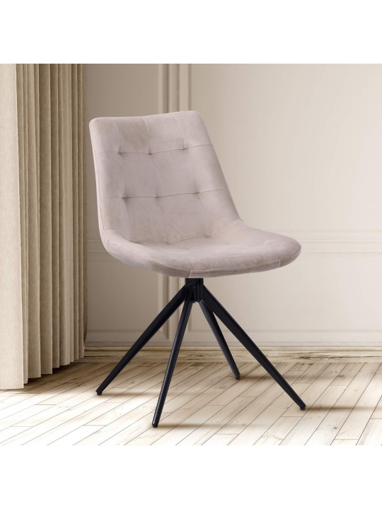 Conjunto de 2 cadeiras de jantar em veludo Merna, creme