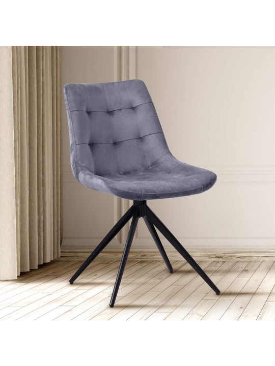 Conjunto de 2 cadeiras de jantar em veludo Merna, cinza escuro