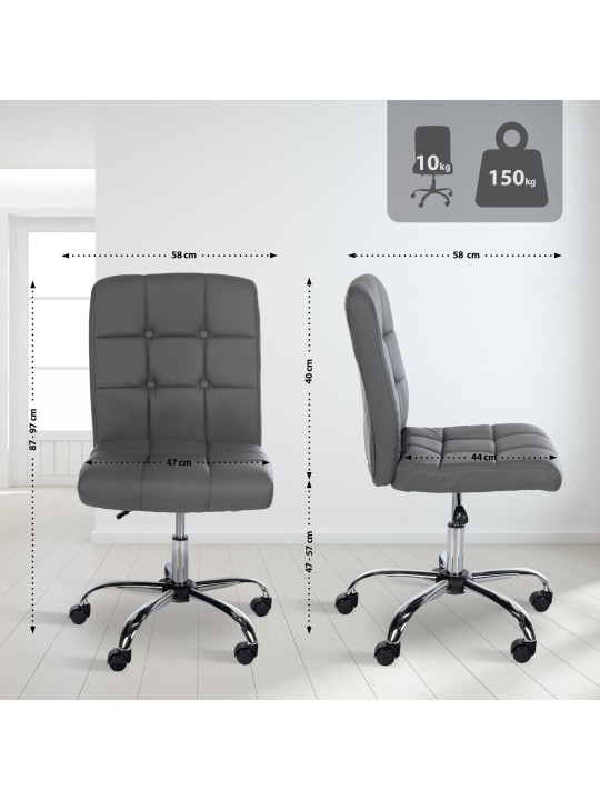 Banqueta de trabalho Trenton couro sintético, cinza