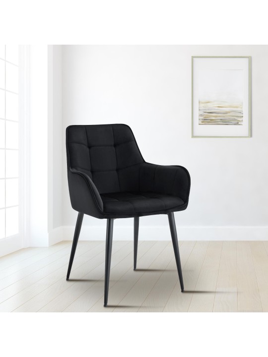 Conjunto de 2 cadeiras de jantar de veludo Ferndale, preto