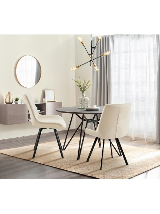 Conjunto de 2 cadeiras de jantar de veludo Lewes, creme Conjunto de 2 cadeiras de jantar de veludo Lewes, creme