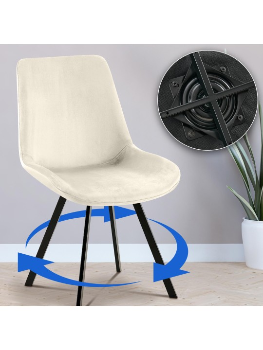 Conjunto de 2 cadeiras de jantar de veludo Lewes, creme Conjunto de 2 cadeiras de jantar de veludo Lewes, creme