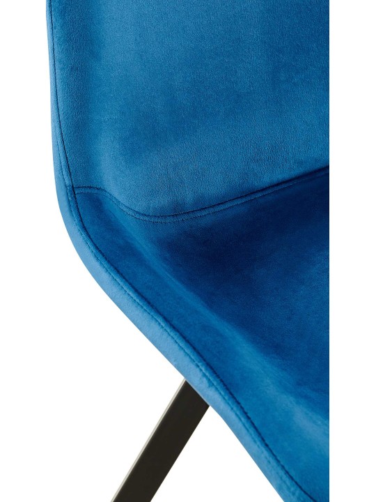 Conjunto de 2 cadeiras de jantar de veludo Lewes, azul escuro