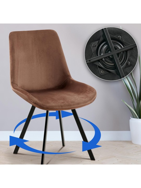 Conjunto de 2 cadeiras de jantar de veludo Lewes, castanho