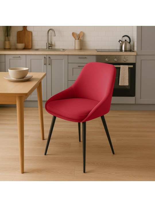 Cadeira de jantar de veludo Elmira, vermelho