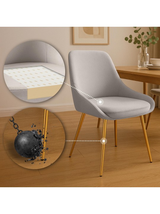 Cadeira da sala de jantar Elmira veludo dourado, cinza