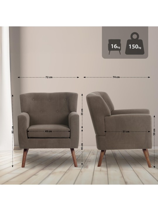 Poltrona Kioni Cordão, castanho escuro