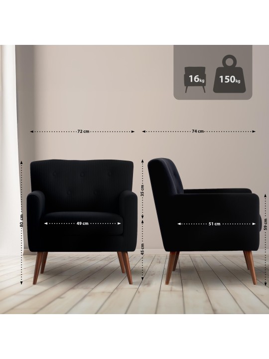 Poltrona Kioni Cordão, preto