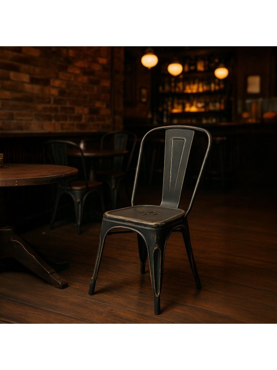 Cadeira Benedict antiga, preto-dourado