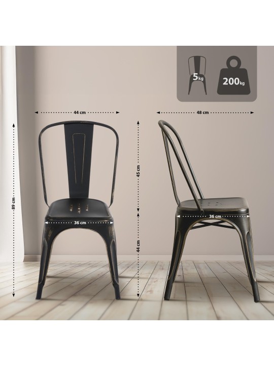 Cadeira Benedict antiga, preto-dourado