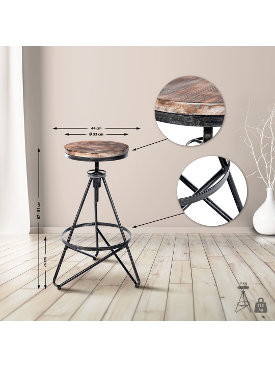 Conjunto de 2 bancos altos Karla, prata