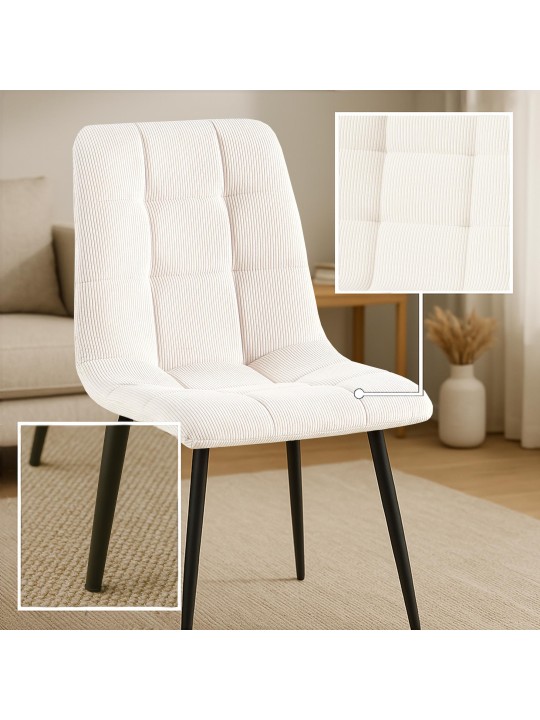 Cadeira da sala de jantar Antibes Cord, creme