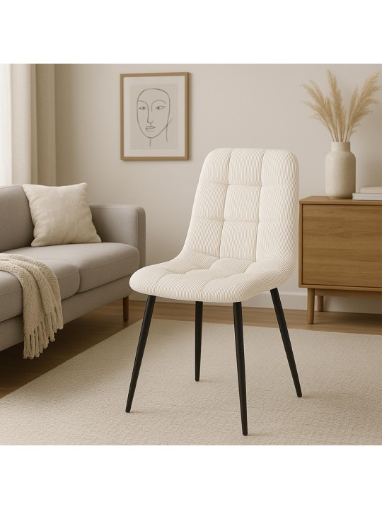 Cadeira da sala de jantar Antibes Cord, creme