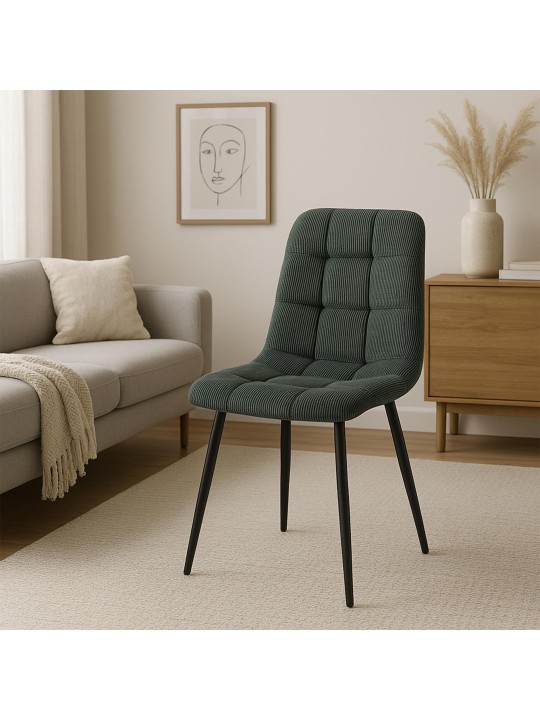 Cadeira de sala de jantar Tilde Cord, verde