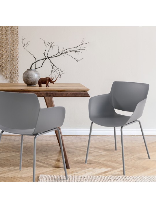 Conjunto de 2 cadeiras Alpena, cinza escuro
