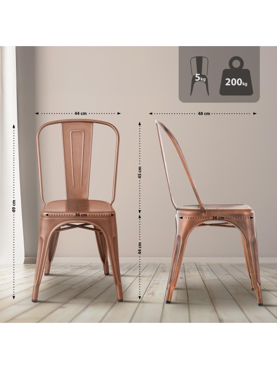 Conjunto de 4 cadeiras Benedict, cobre