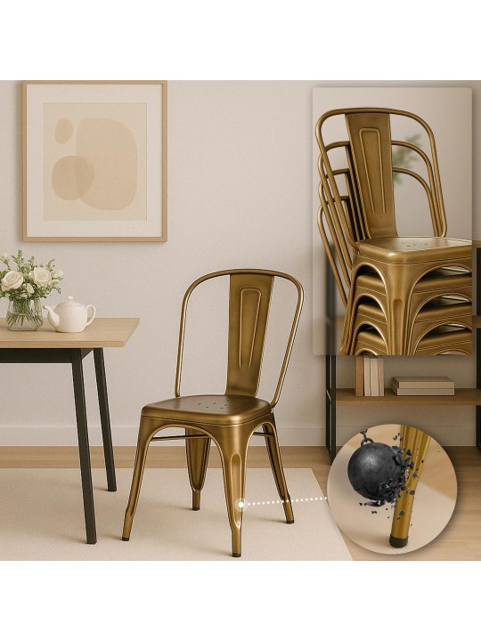 Conjunto de 4 cadeiras Benedict, dourado