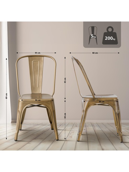 Conjunto de 4 cadeiras Benedict, dourado