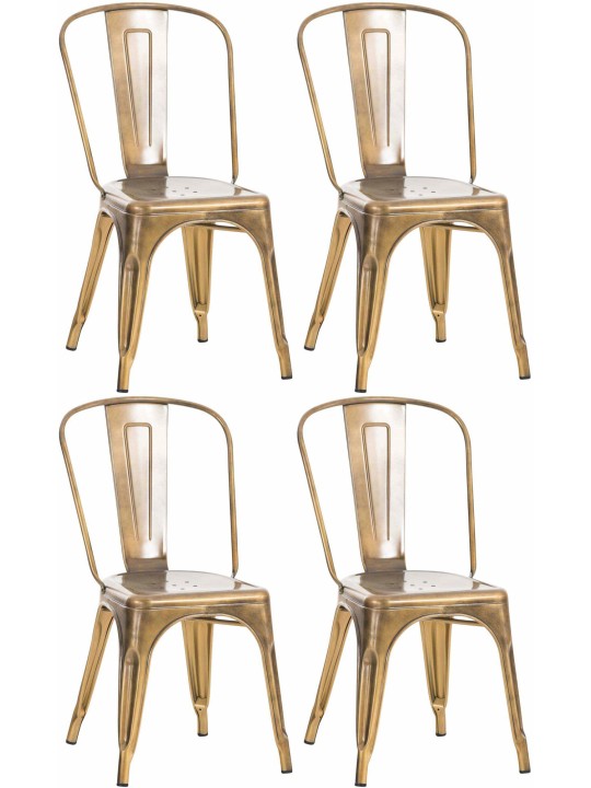 Conjunto de 4 cadeiras Benedict, dourado