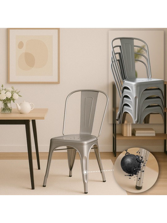 Conjunto de 4 cadeiras Benedict, prata