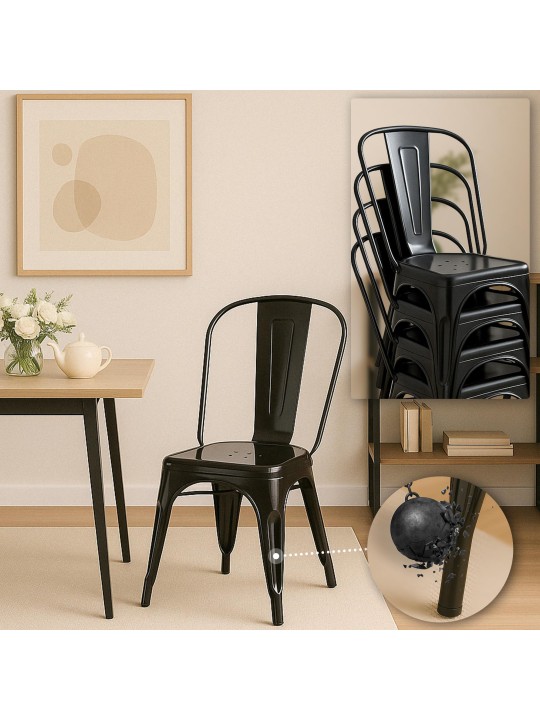 Conjunto de 4 cadeiras Benedict, preto