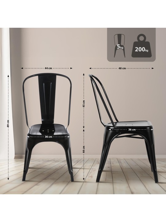 Conjunto de 4 cadeiras Benedict, preto