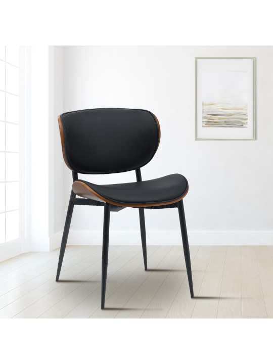 Conjunto de 2 cadeiras de sala de jantar Enid couro sintético, nogueira/preto Conjunto de 2 cadeiras de sala de jantar Enid couro sintético, nogueira/preto