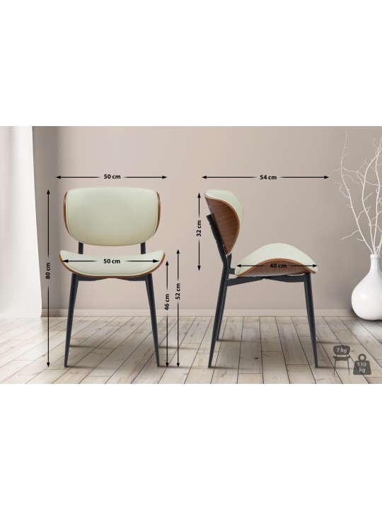 Conjunto de 2 cadeiras de sala de jantar Enid couro sintético, nogueira/creme Conjunto de 2 cadeiras de sala de jantar Enid couro sintético, nogueira/creme