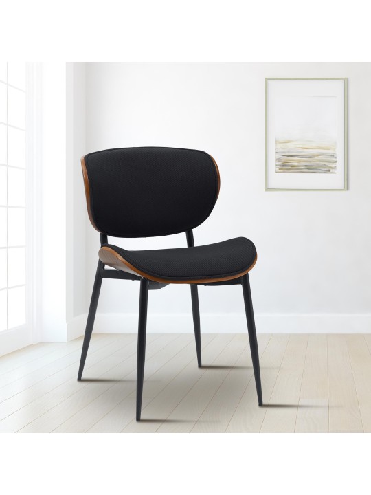 Conjunto de 2 cadeiras para sala de jantar em tecido Enid, nogueira/preto