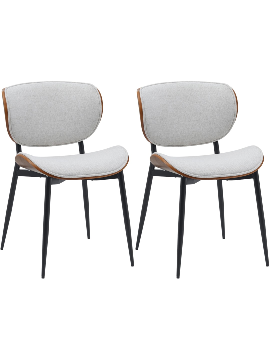 Conjunto de 2 cadeiras para sala de jantar em tecido Enid, nogueira/creme