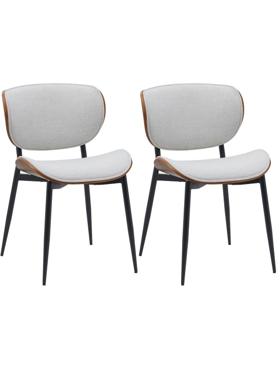 Conjunto de 2 cadeiras para sala de jantar em tecido Enid, nogueira/creme