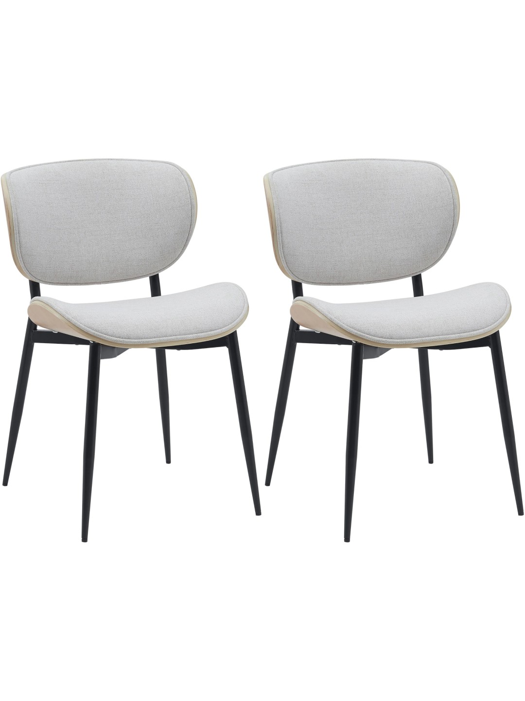 Conjunto de 2 cadeiras para sala de jantar em tecido Enid, natural/creme