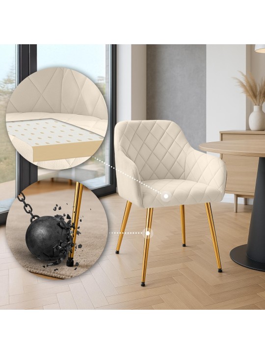 Cadeira da sala de jantar Monett veludo G, creme